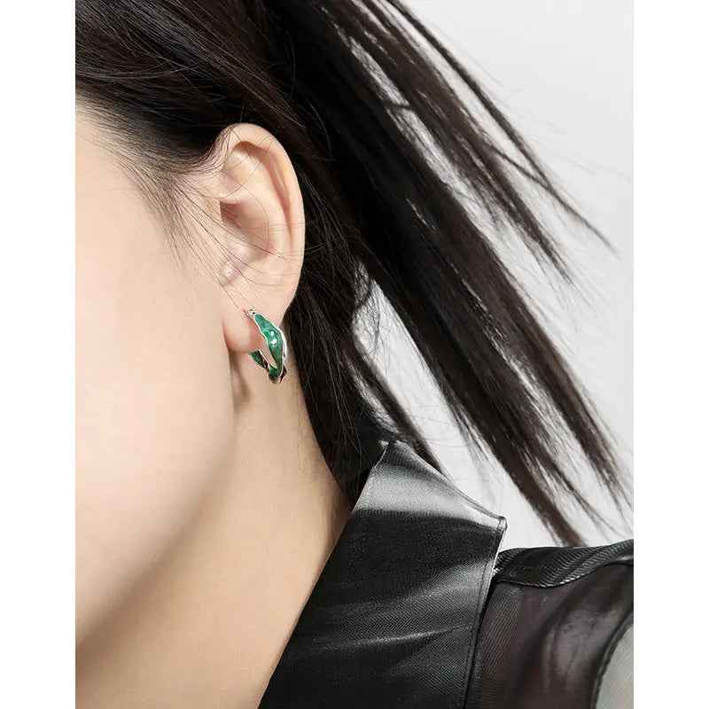 Enchanted Vortex Silver Hoop Earrings