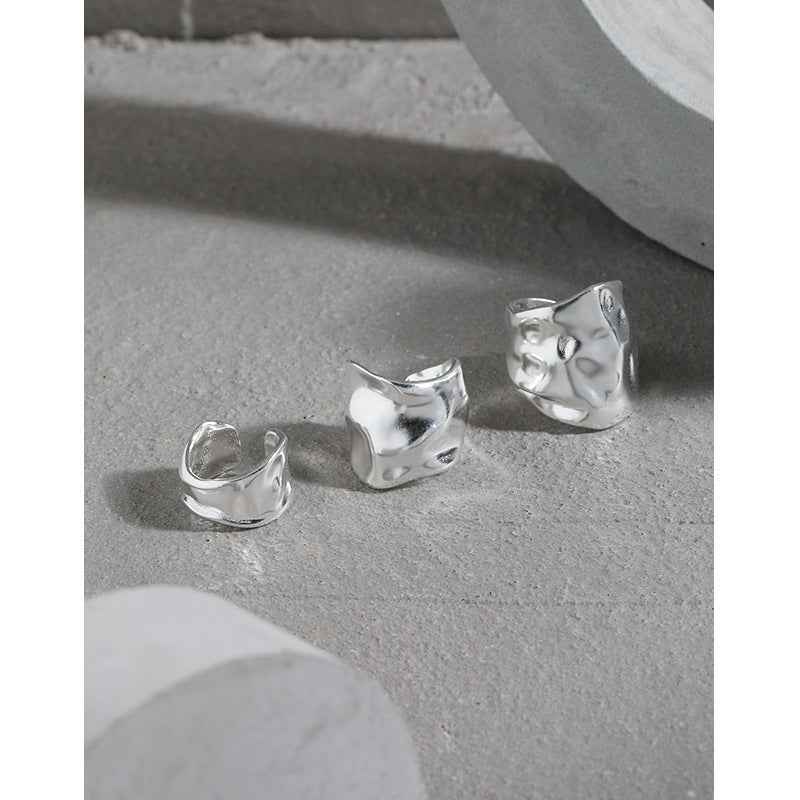 Bold Ripple Sterling Silver Ear Cuff