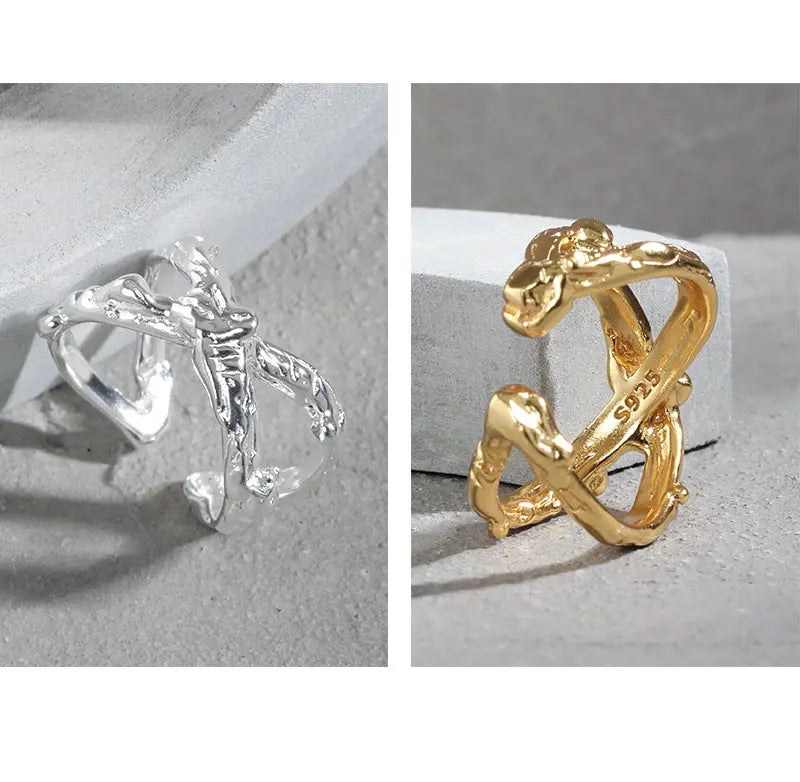 XANTHE'S X-TEXTURE SILVER RING - OPHRASTUDIO