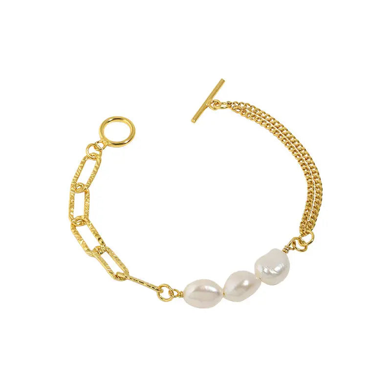 Baroque Pearl Silver Chain Bracelet