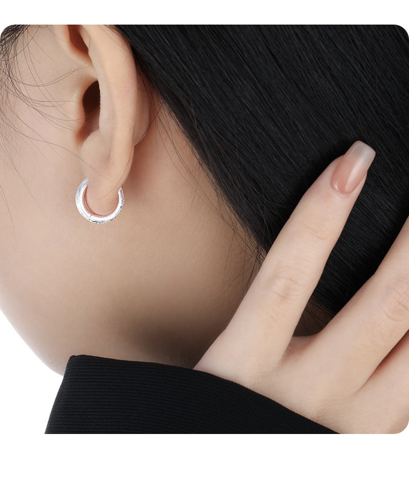 Minimalist Matte Sterling Silver Huggie Earring OPHRASTUDIO