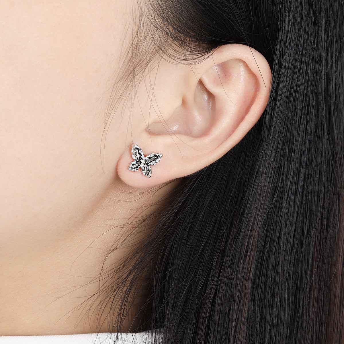 Butterfly Dreams Epoxy Silver Stud Earrings