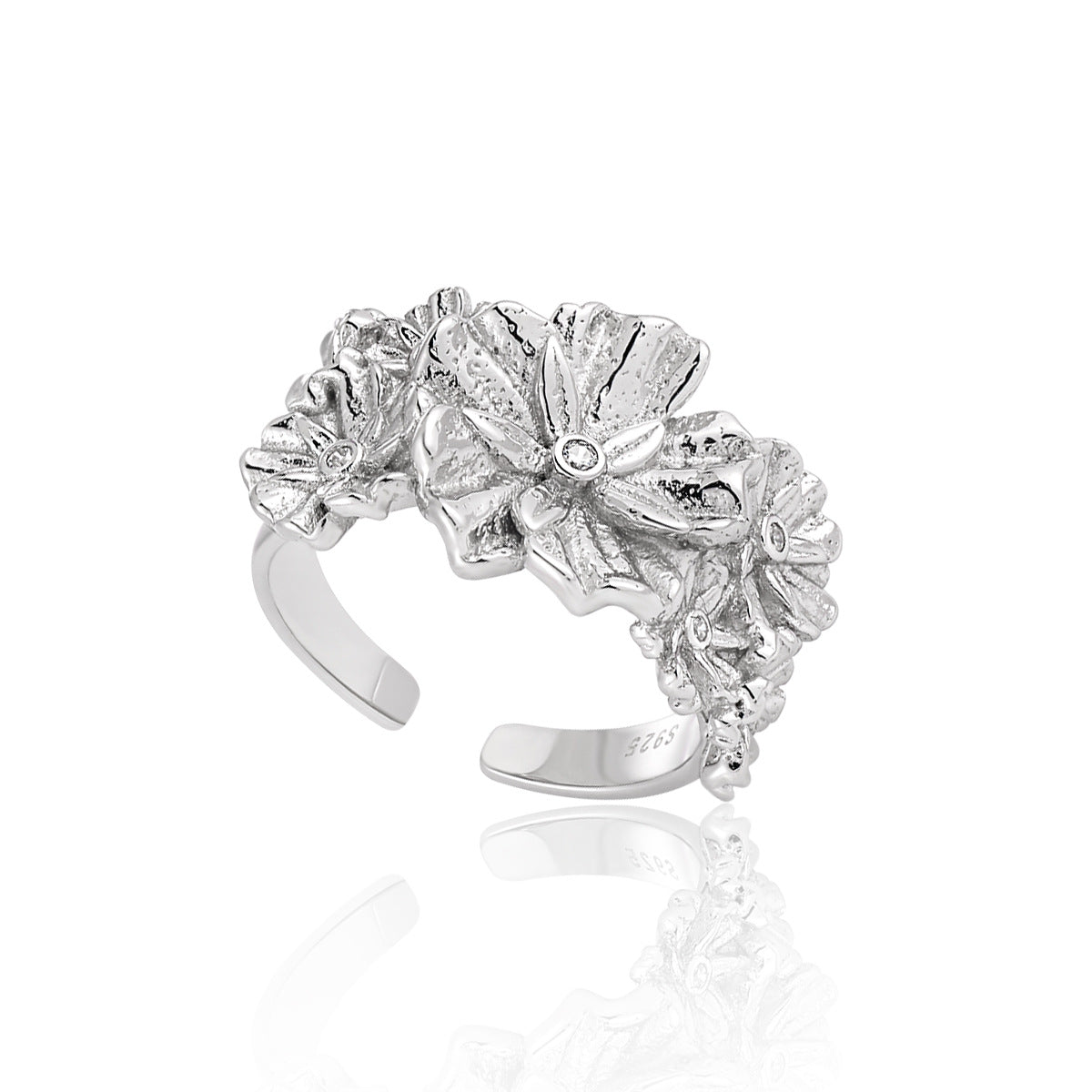 BLOSSOM'S ZIRCON FLOWER SILVER RING OPHRASTUDIO