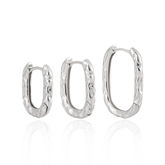 Textured Flow Sterling Silver Hoop Earrings