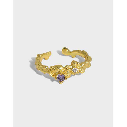 Evelyn's Micro-Inlaid Zircon Silver Stacking Ring