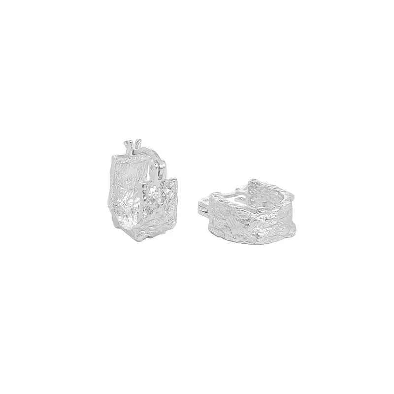 Water Ripple Silver Huggie Earrings