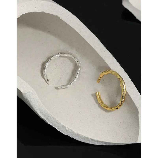 Aphrodite's Irregular Surface Silver Stacking Ring