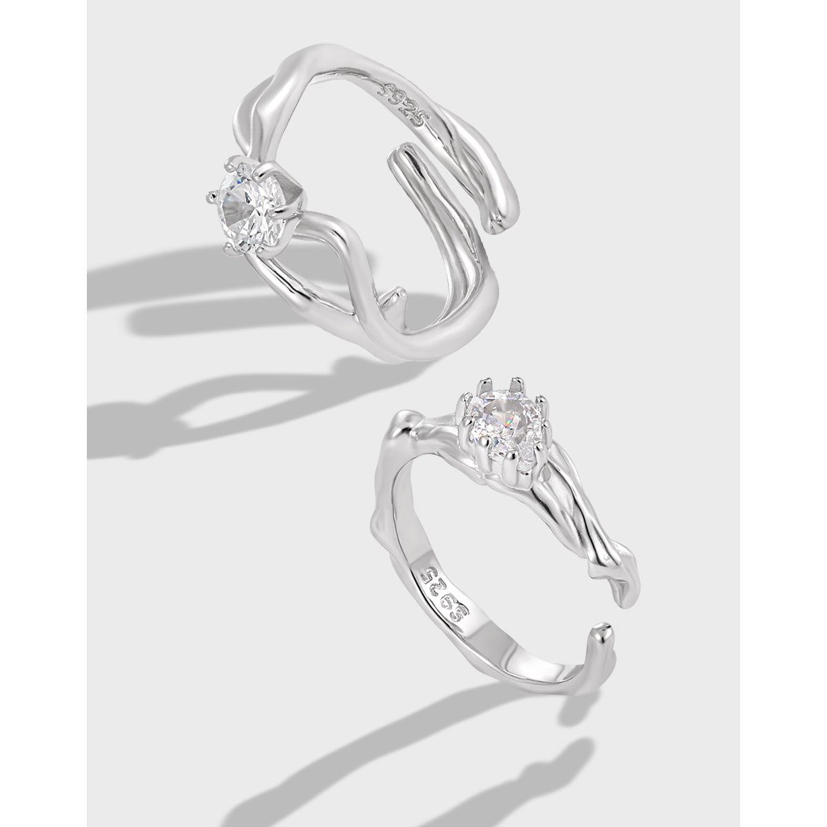 CELESTE'S HOLLOW ZIRCON SILVER RING - OPHRASTUDIO