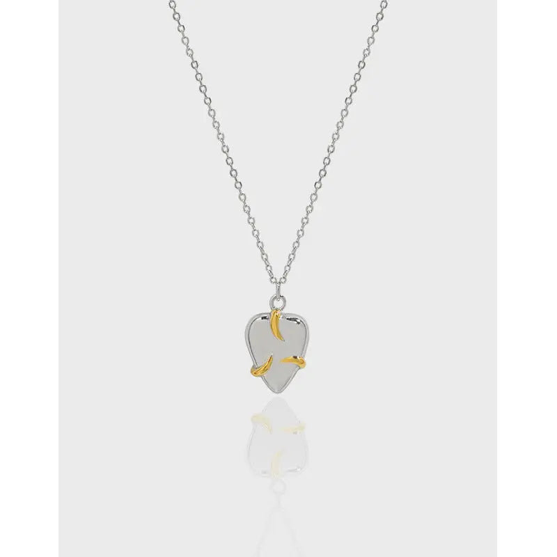 ELOISE'S GEOMETRIC HEART SILVER NECKLACE - OPHRASTUDIO