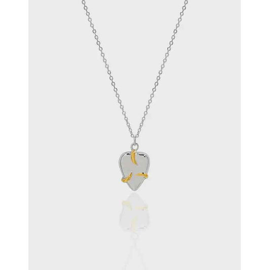 Eloise's Geometric Silver Heart Pendant Necklace