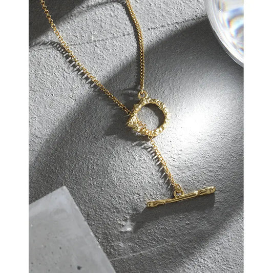 Minimalist Ot Buckle Silver Chain Necklace