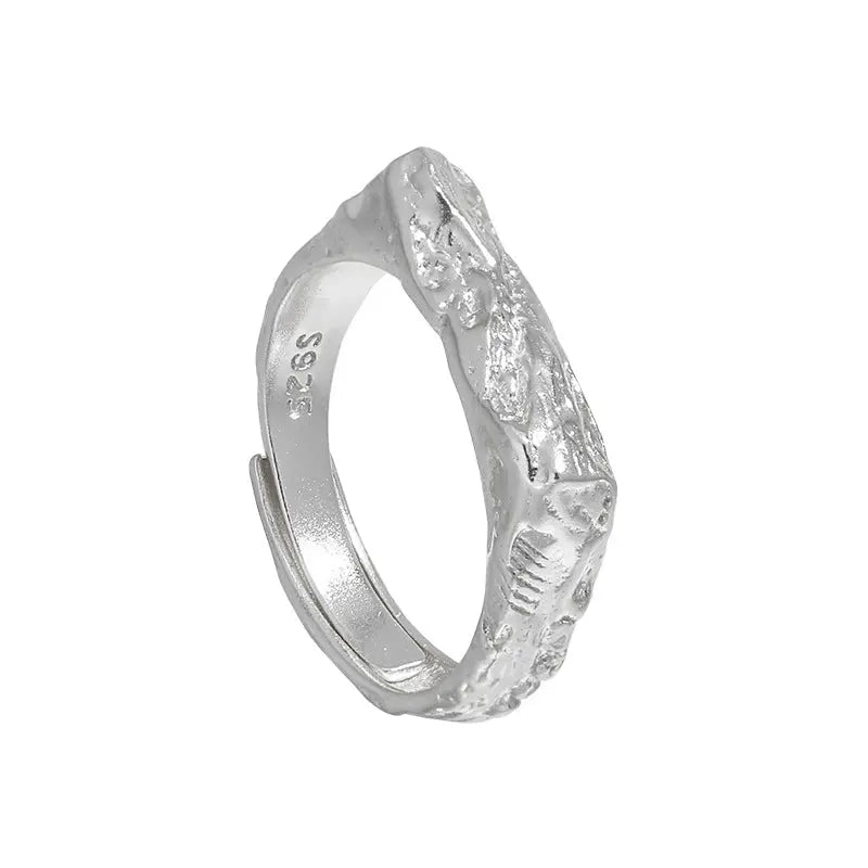 MORRIGAN'S GEOMETRIC TEXTURE SILVER RING - OPHRASTUDIO
