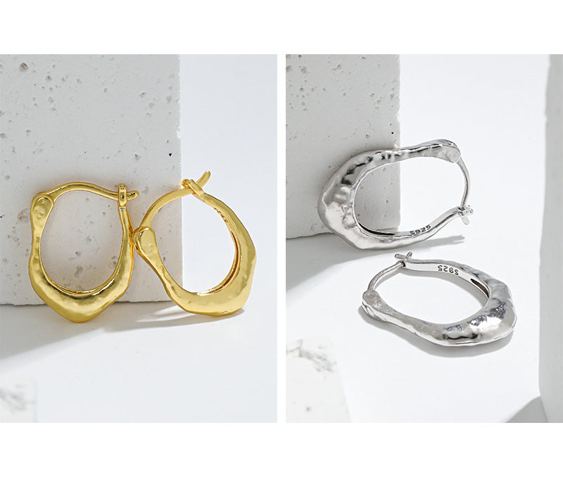 IRREGULAR SURFACE U-SHAPED EARRINGS OPHRASTUDIO