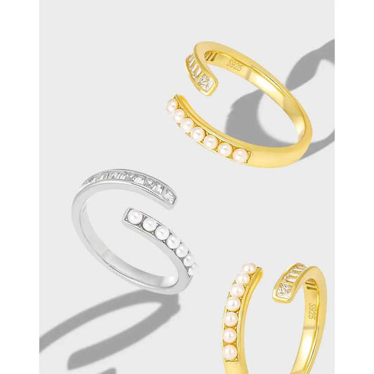 Pearl Cross Silver Pearl Ring