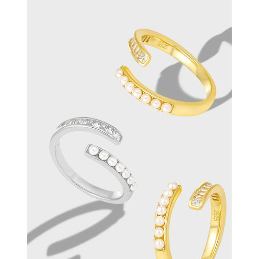 Pearl Cross Silver Pearl Ring