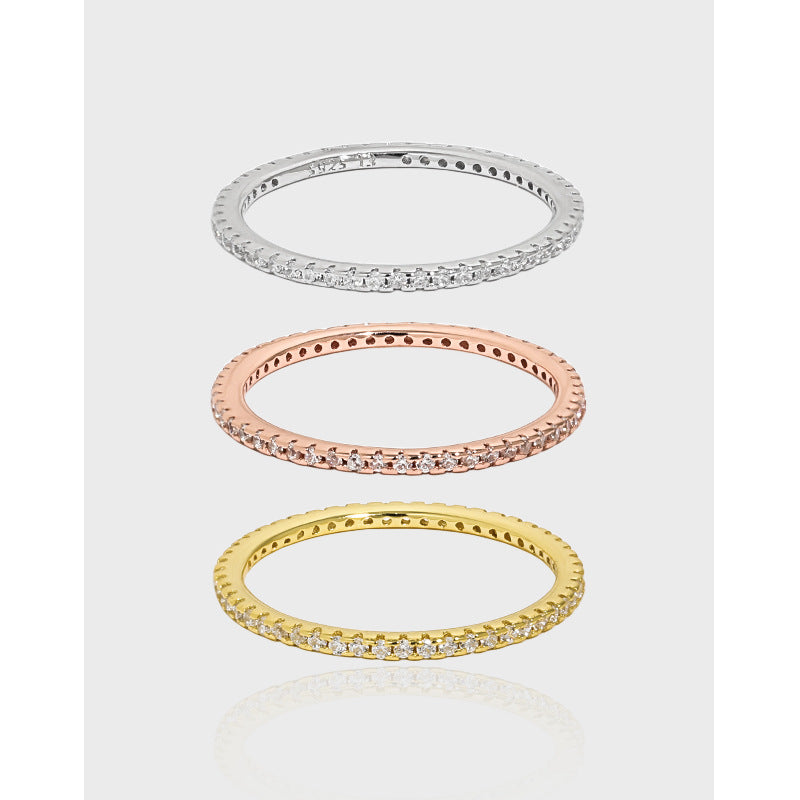 CELIA'S INLAID ZIRCON SILVER FINE RING - OPHRASTUDIO