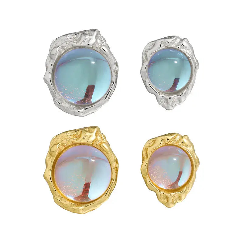 SELENE'S LUXURY MOONSTONE SILVER STUD EARRINGS - OPHRASTUDIO