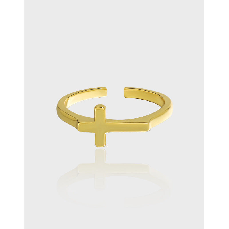 SLEEK SILVER CROSS RING OPHRASTUDIO