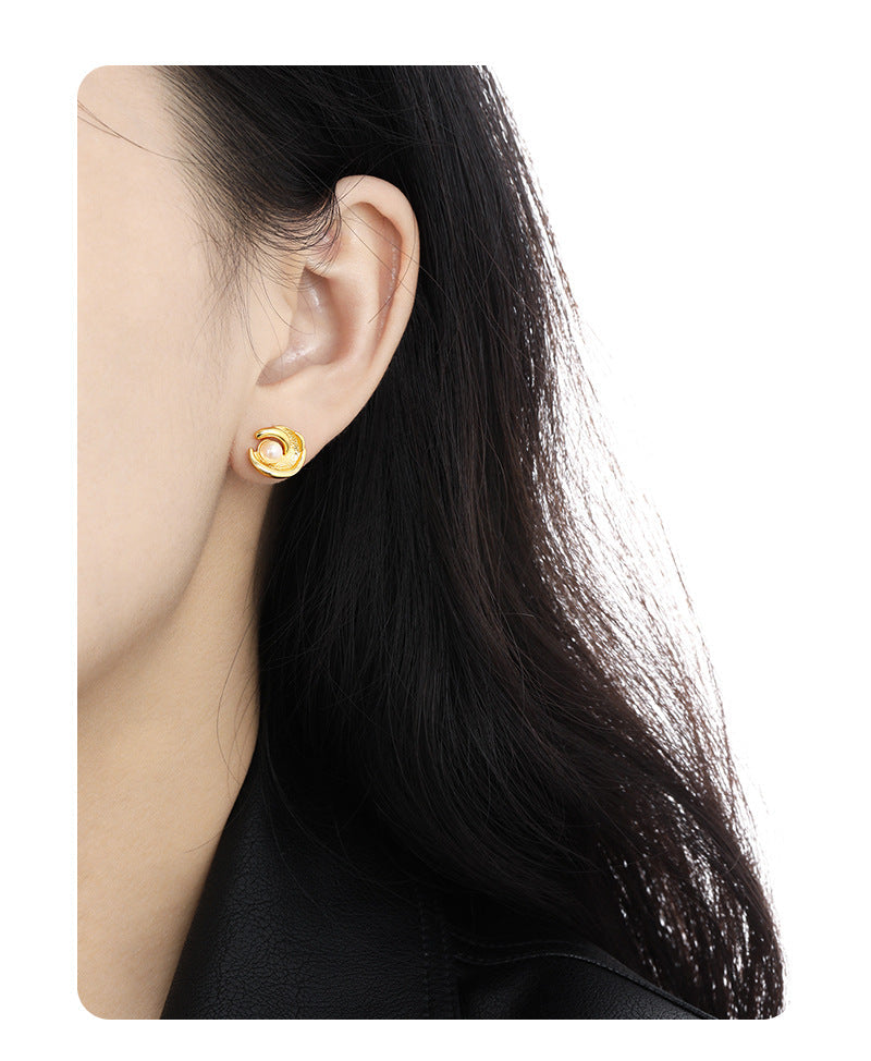 Fairy Silver Pearl Stud Earrings