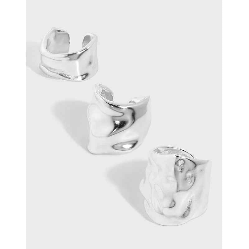 Bold Ripple Sterling Silver Ear Cuff