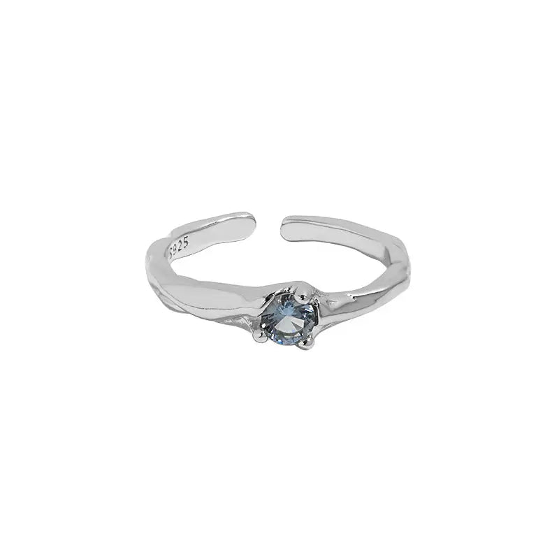 ISOLDE'S BLUE ZIRCON TEXTURE SILVER RING - OPHRASTUDIO