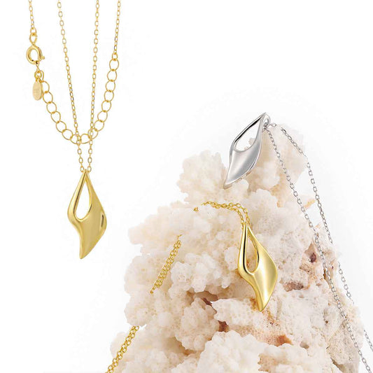 Astrid's Geometric Hollow Silver Pendant Necklace