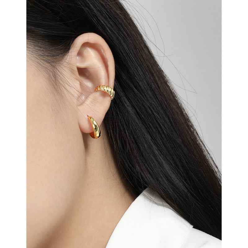Isabella's Geometric Circle Silver Huggie Earrings