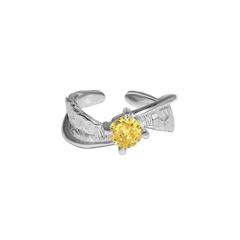 Selene's Yellow Silver Statement Ring