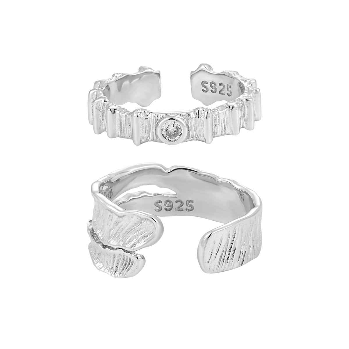 Striped Elegance Silver Statement Ring