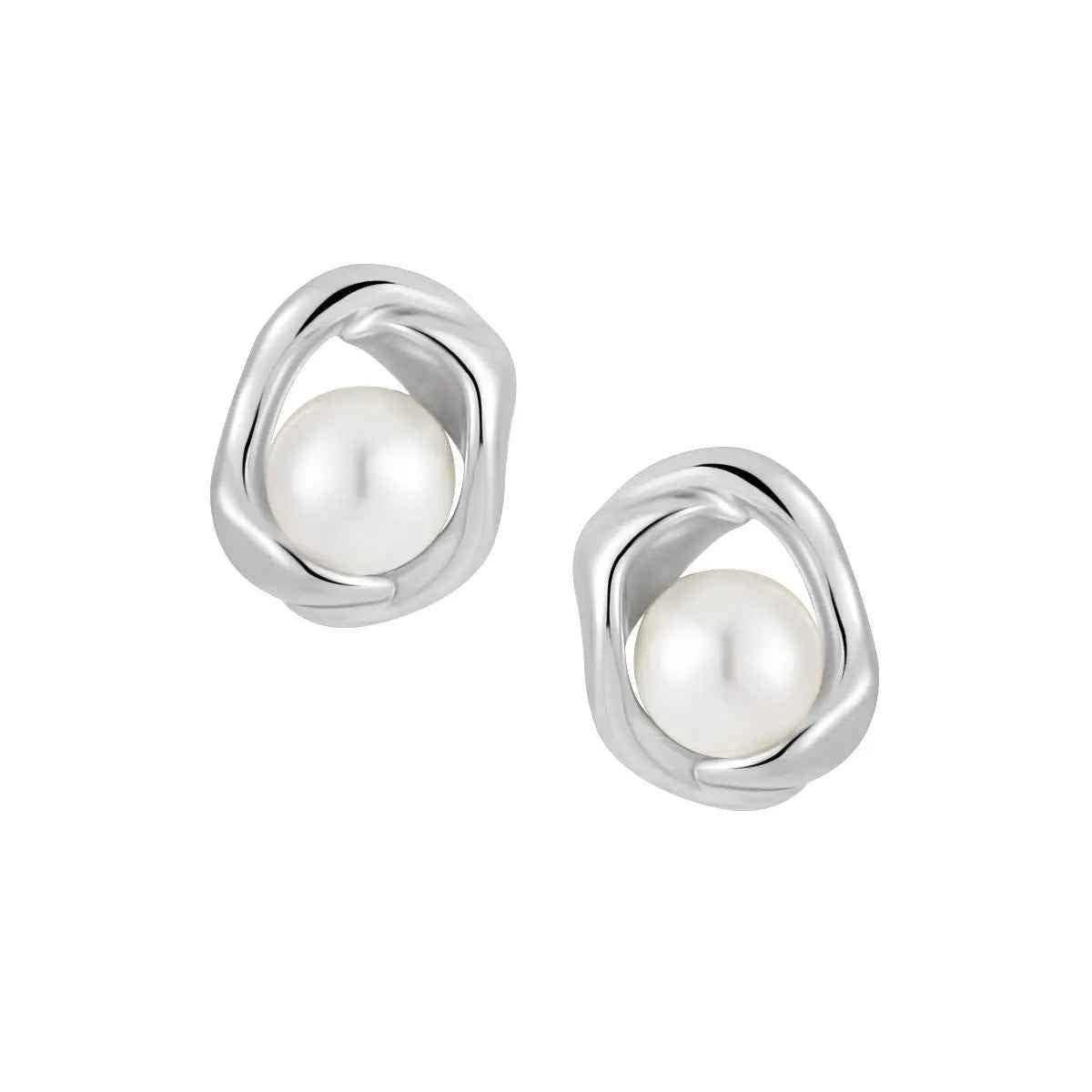 Le Silver Pearl Stud Earrings