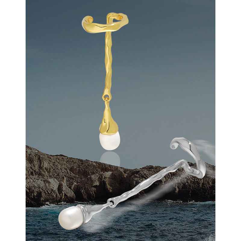 Long Freshwater Pearl Sterling Silver Ear Cuff Earring
