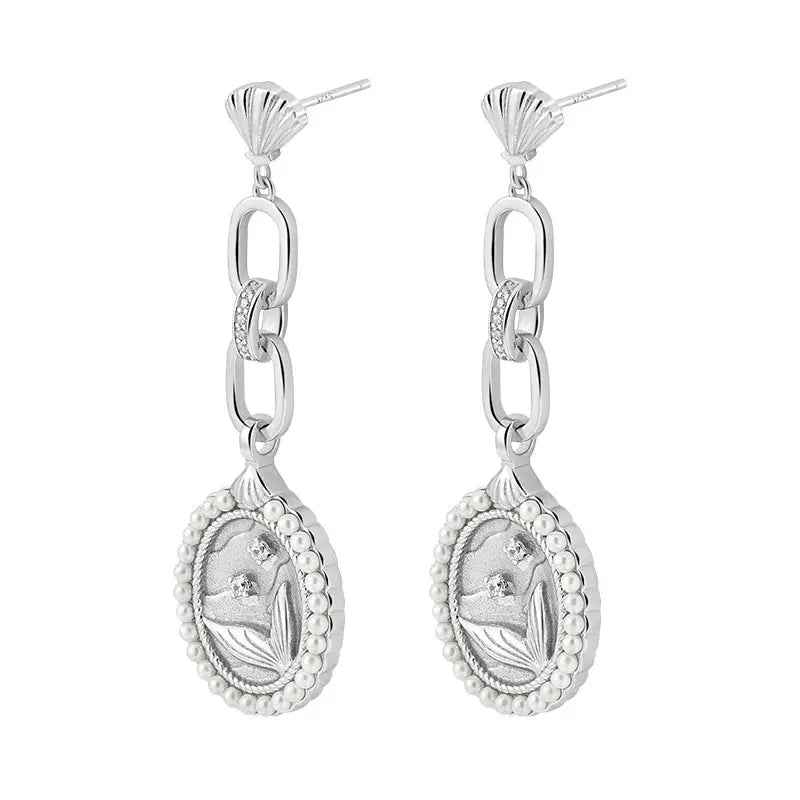 Diamond Silver Drop Earrings