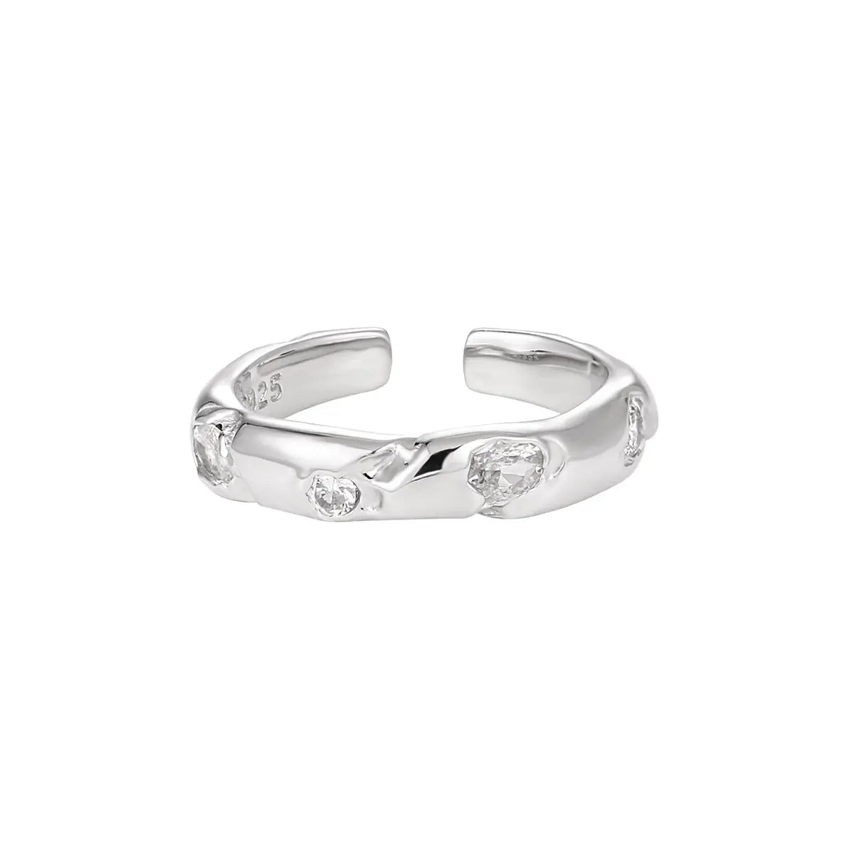 LUNA'S SMOOTH ZIRCON SILVER RING - OPHRASTUDIO
