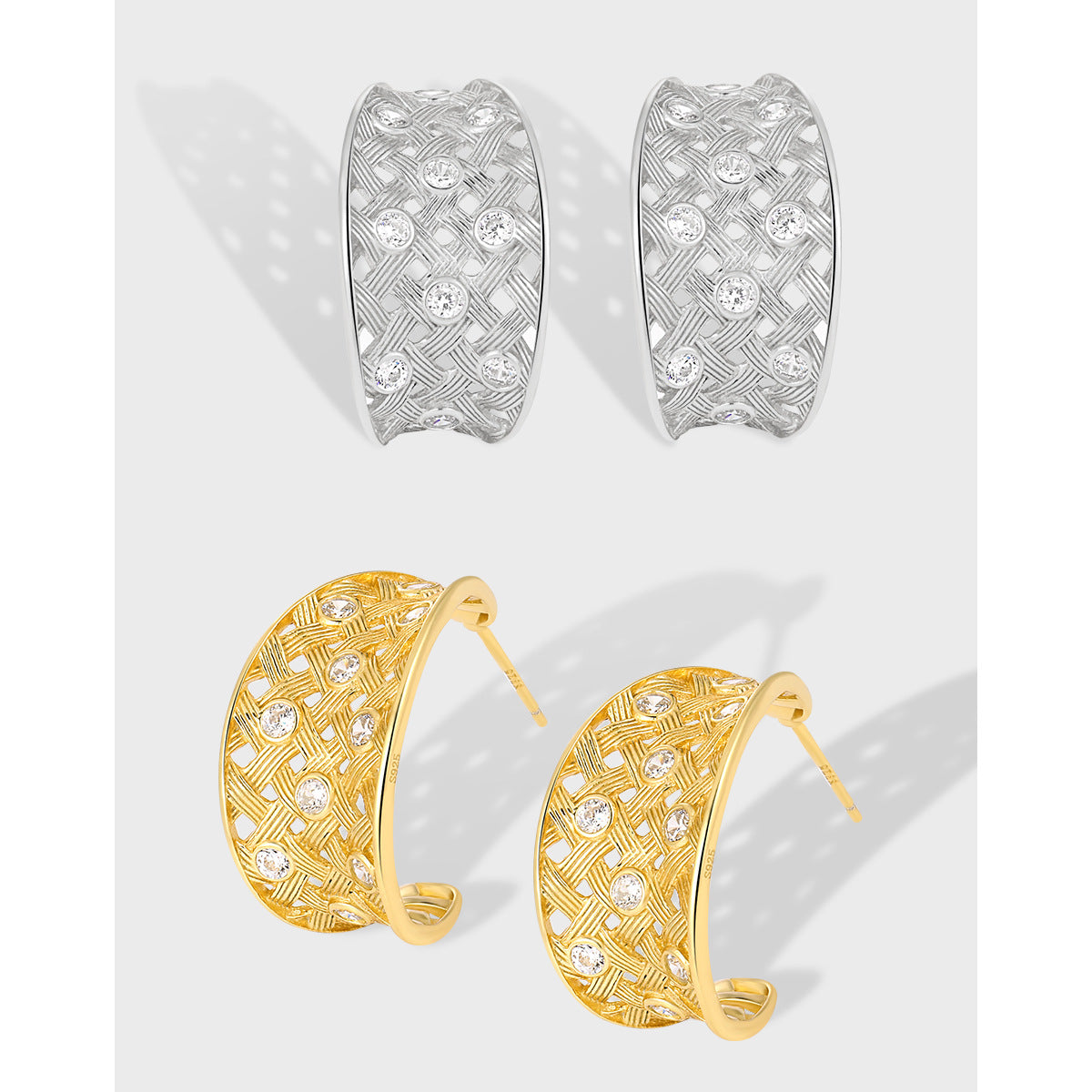 CURVED WOVEN MESH STUD EARRINGS OPHRASTUDIO