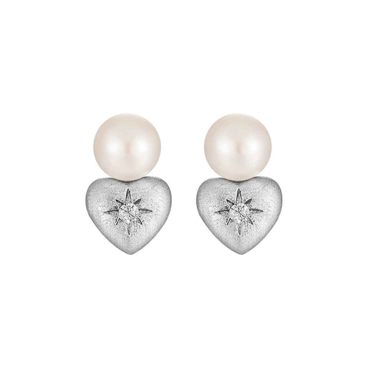 Lustre Heart Sterling Silver Stud Earrings