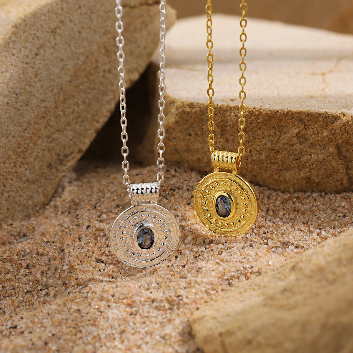 Sapphire Medallion Pendant Necklace OPHRASTUDIO