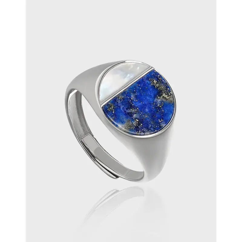 ATHENA'S LAPIS SHELL SILVER RING - OPHRASTUDIO