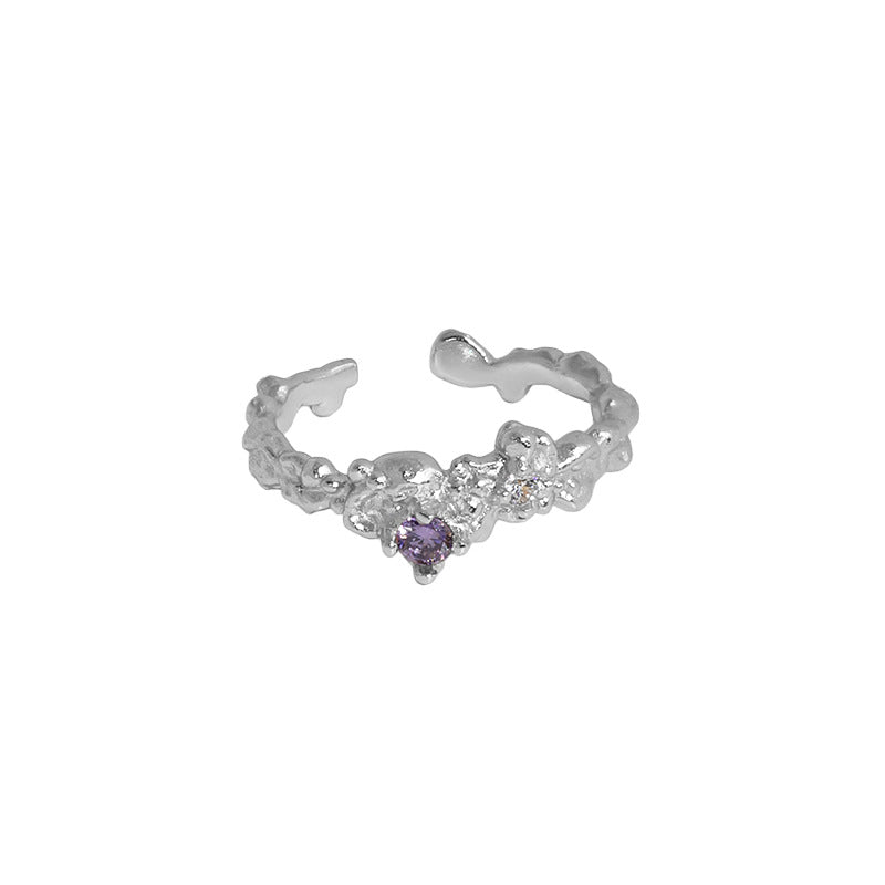 EVELYN'S MICRO-INLAID ZIRCON SILVER RING - OPHRASTUDIO