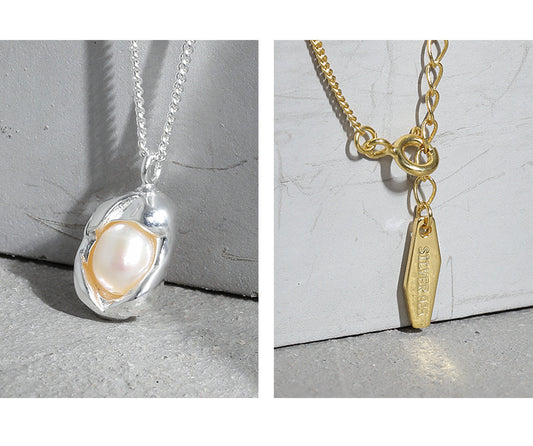 Elegance Silver Pearl Necklace OPHRASTUDIO