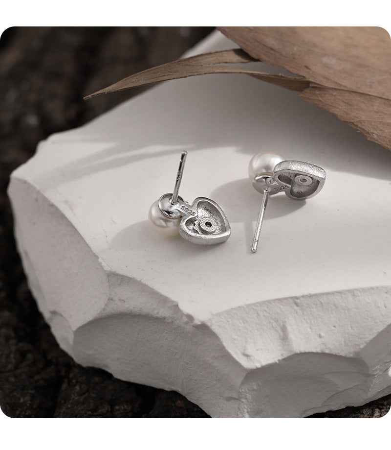 Lustre Heart Sterling Silver Stud Earrings