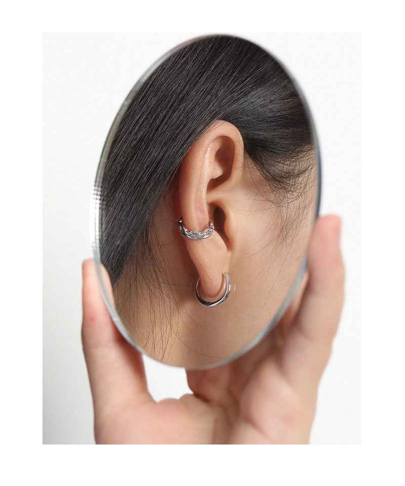 Minimalist Circle Silver Huggie Earrings