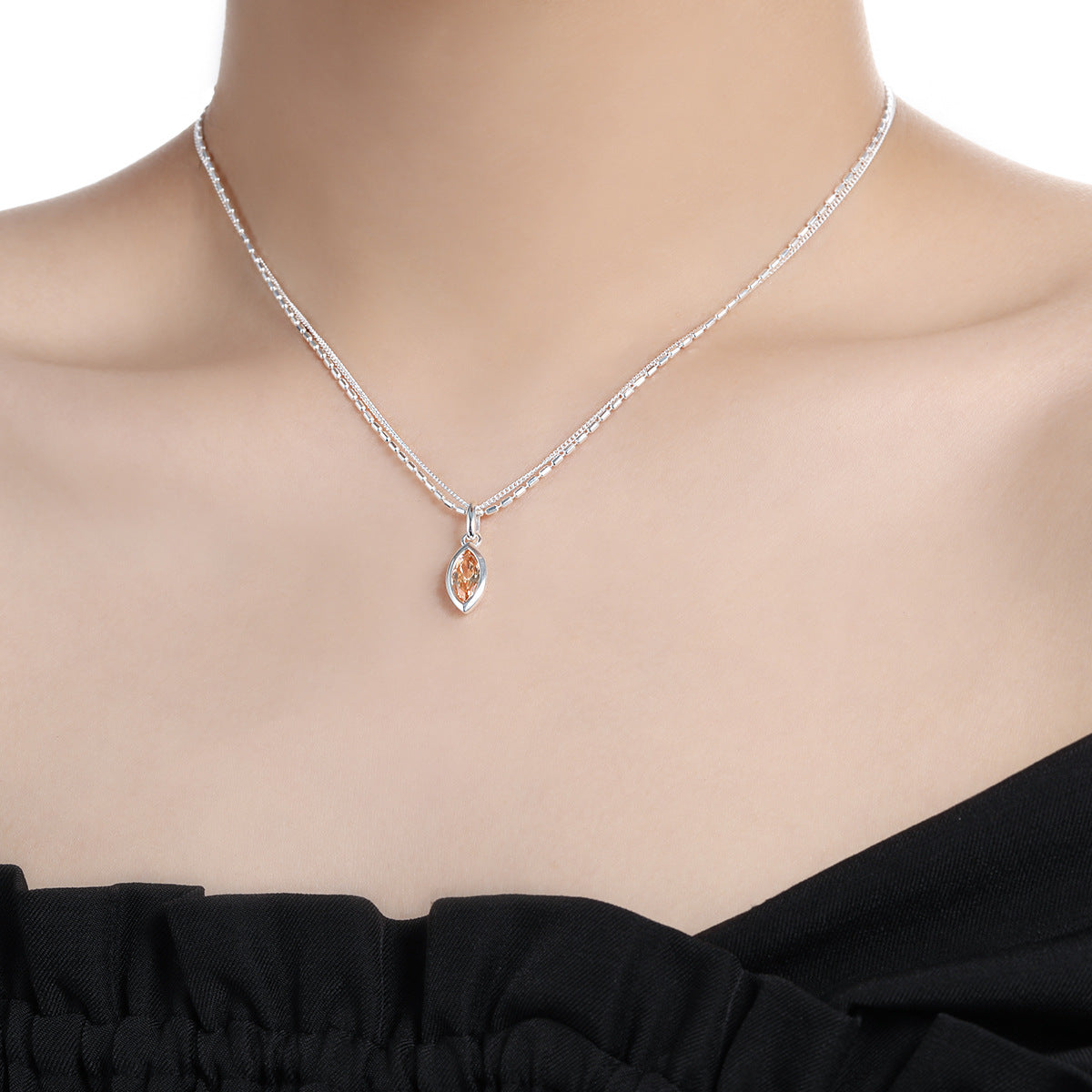 GEMSTONE PENDANT SILVER NECKLACE OPHRASTUDIO