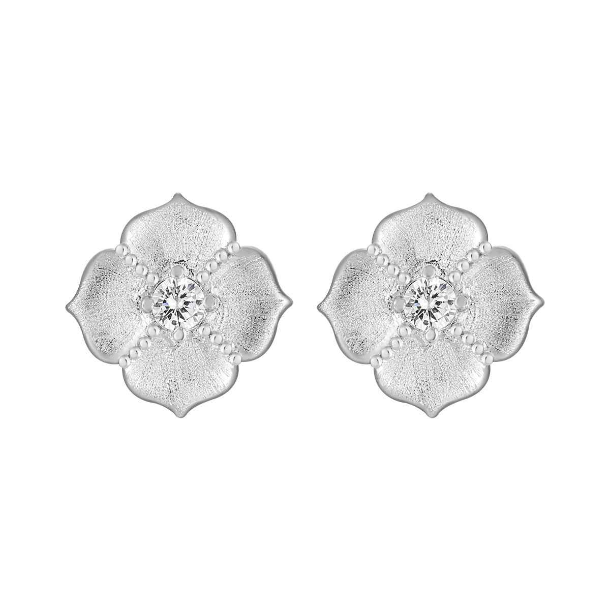 Pavé Zircon Clover Stud Earrings