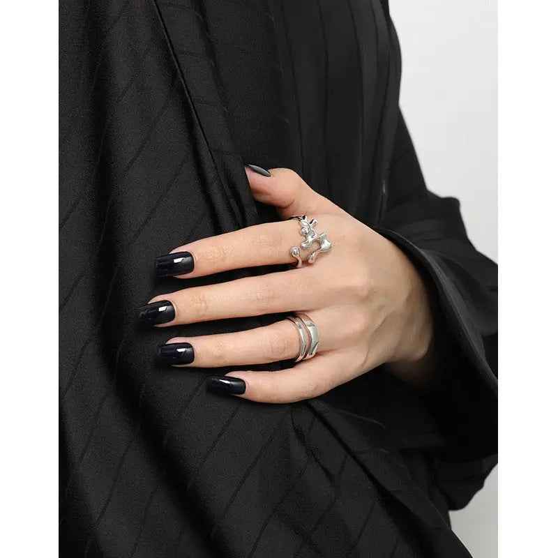 Brynhildr's Lava Texture Silver Statement Ring