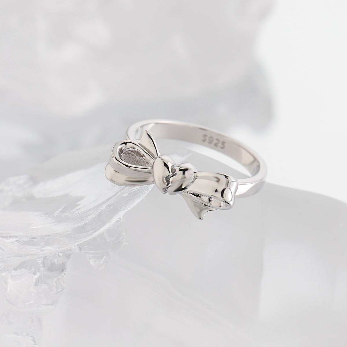 Broken Heart Bow Silver Statement Ring OPHRASTUDIO
