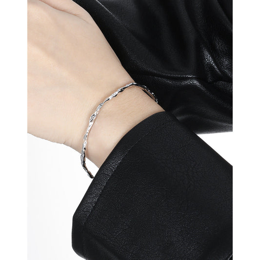 Frosted Lava Silver Cuff Bracelet