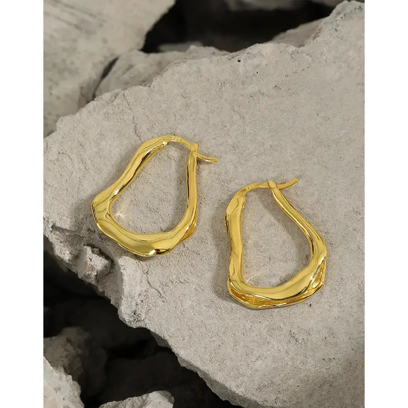 IRREGULAR WAVE TEXTURE EARRINGS - OPHRASTUDIO
