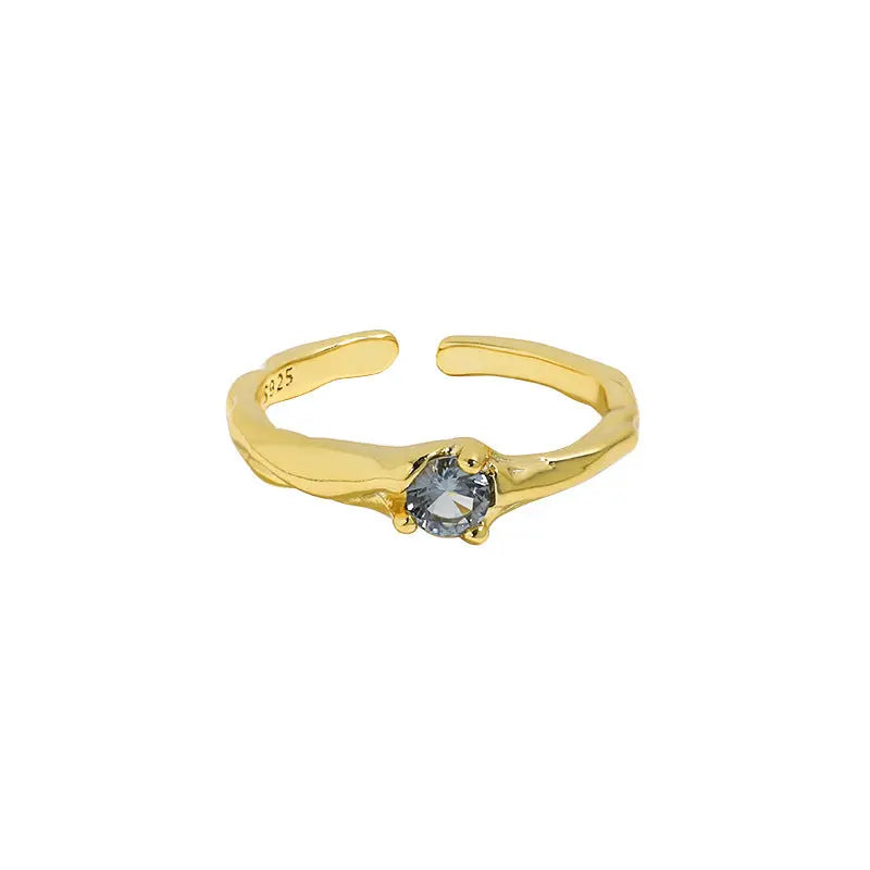 ISOLDE'S BLUE ZIRCON TEXTURE SILVER RING - OPHRASTUDIO
