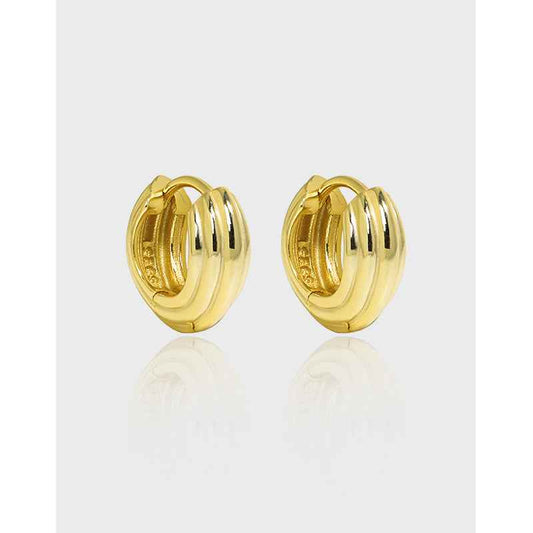 Echoing Multi-Circle Silver Huggie Earrings