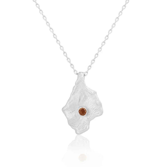 Bumped Glimmer Silver Pendant Necklace
